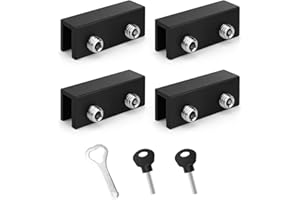 Serratura per Finestra Scorrevole Nera, JANDH 4 Pezzi Serrature Delle Finestre Regolabile, Serratura per Finestra con due Tipi di Chiavi, Antifurto, adatta per Porte e Finestre Scorrevoli