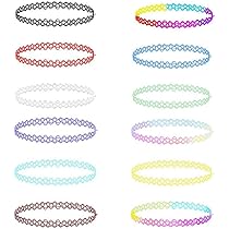 VURYAPI 12 Stuks Chokers, Halskettingen, Elastische Halsketting Regenboog Halsketting