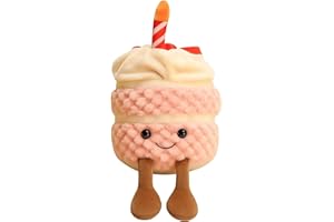 ZPSCXQ Jellycat Cake, Birthday Jellycat, Cute Smile Cake Pillow Stuffed Animals Funny Soft Food Plushies Toy For Gifts For Kids Birthday (Khaki Color)