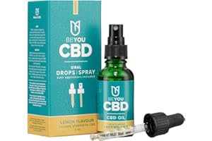 BeYou CBD Oil - 2400mg CBD Drops, Spray in MCT Oil, Lemon Flavour, No THC, 30ml | Soothes Stress, Anxiety, Sleep, Aches & Pains