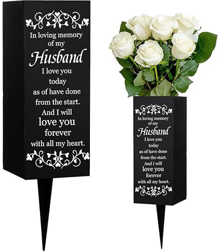 Ciotola Portafiori In Pietra Per Tomba – Design Cardo E Rosa, Con Dedica 'Sadly Missed', 14x15 Cm - 3