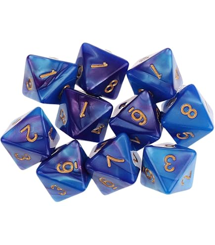 10 Dadi Poliedrici D8 A 8 Facce, Colore Nero, In Acrilico, Per Giochi Di Ruolo Come Dungeons & Dragons
