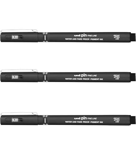 Uni-ball PIN Fineliner Pens - Pack Of 6 Black 1.2mm Tip, Water & Fade Resistant Ink