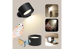 Bizcasa Lampa ścienna do wnętrz, ładowanie USB za pomocą pilota, dotykowa lampa ścienna LED z 3 poziomami jasności 3 temperatury, obrotowa 360°, funkcja synchronizacji (RC)
