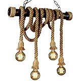 YZSJ Lámpara Colgante De Cuerda De Cáñamo Iluminación Retro Vintage Luz De Techo Industrial Loft Edison Altura Ajustable E27 