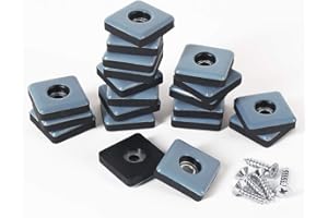 GINOYA Teflon Furniture Sliders, 20pcs 25mm Square Furniture Glides with Screws for Carpet Tile Hardwood (Grayish Blue)