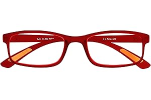 Amazotti Milano Red Trendy Reading Glasses +1.50 | Stylish Glasses for Men & Women | Lightweight, Durable, Flexible Eye Glasses for Reading, Computer, and Screen Use