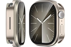 Suphart 3 in-1 Metal Cover Compatible with Apple Watch Series 9/8/7 Case 45mm for Women Men, Ultra-thin Lightweight Built-in Screen Protector for iWatch Series 9/8/7 45mm (Titanium)