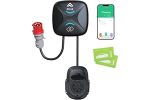 KUAX 11kW Wallbox/Elektroauto Ladestation mit Smart App, 3-Phasen 6A-16A CEE Stromadapter, Typ 2 Steckdose, IP65, WLAN- und Bluetooth, RFID-Karte, Geeignet für Model Y/3/S/X