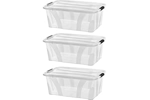 astor24 Aufbewahrungsbox mit Deckel – Großes 3er-Set aus Kunststoff, lebensmittelecht und stapelbar – Plastikbox für Küche, Kinderzimmer, Büro & Werkstatt (14 Liter)