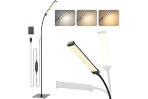 iFalarila Lampada da Terra 120 LED 10W, Piantana con 3 di Colore e 10 Luminosità, Lampada a Stelo Flessibile a Collo d'oca per Soggiorno, Camera da Letto, Ufficio(Nero)