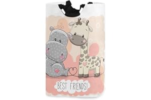 Mnsruu Panier à linge imperméable et pliable motif hippopotame et girafe pour ranger le linge sale, les jouets - Pour chambre, salle de bain, dortoir