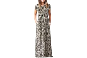 AUSELILY Abito Lungo da Donna Casual a Maniche Corte con Tasche