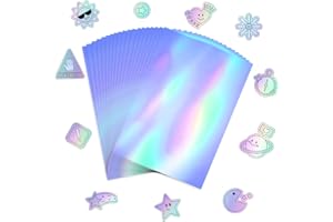 SCHYIDA 20 Hojas de Vinilo Holográfico Adhesivo A4 Vinilo Holográfico Transparente para Impresión Vinilo Holográfico Impermeable y Permanente para Manualidades Pegatinas Etiquetas, 210 x 297 mm