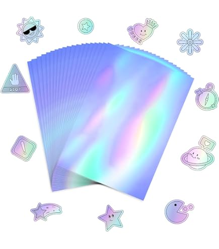 Carta Adesiva Olografica Termica - 20 Fogli A4 Per Stampanti | Vinile Impermeabile E Stampabile - Foto 5