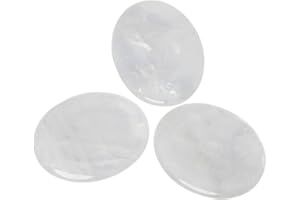 KYEYGWO Healing Reiki Thumb Worry Stone, Polished Top Drilled Stone Pendants for Jewelry Making, Pack of 3