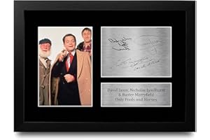 HWC Trading FR Only Fools and Horses Gifts David Jason Gift Nicholas Lyndhurst and Buster Merryfield Signed FRAMED A4 Printed Autograph Del Boy Rodney Trotter Uncle Albert Print Photo Picture Display