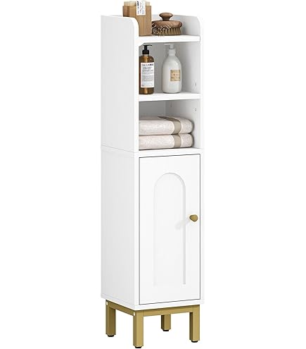 Hzuaneri Badkamerkast, hoge kast, badkamer met 4 deuren, slanke badkamerkast, smalle hoog, verstelbare planken, woonkamer, keuken, slaapkamer, 20 x 20 x 180 cm, wit BC42213G Hzuaneri Badkamerkast, hoge kast, badkamer met 4 deuren, slanke badkamerkast, smalle hoog, verstelbare planken, woonkamer, keuken, slaapkamer, 20 x 20 x 180 cm, wit BC42213G