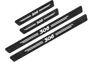 SYMILOV 4 Pièces Protection Seuil de Porte de Voiture pour Peu-geot Autocollant en Cuir de Fibre de Carbone Plinthes pour Auto, 306