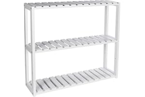 MAISON & WHITE 3‑Tier Bamboo Storage Shelf – Wall or Freestanding Adjustable Rack for Bathroom, Kitchen, Living Room & Balcony Decor & Shelves Organisation – M&W (White)