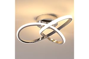Comely Lámpara de Techo LED Moderna, 30W Plafon LED Techo con forma de Flor para Dormitorio, Pasillo, Cocina, Baño, Luz Cálida 3000K, Plata