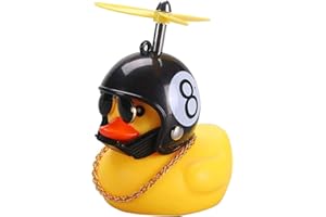 ZOLITIME Canard en Caoutchouc Jouet Ornements Canard Jaune Voiture Tableau de Bord décorations Presser Canard vélo Cornes hélice Casque