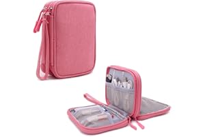 Hosoncovy Double Layer 2.5 Inch Hard Drive Case Carrying Case Travel Case Hard Drive Storage Bag USB Flash Drive Organizer Case for Two 2.5 inch WD Western My Passport Seagate Samsung (Pink)