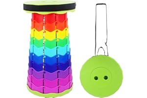 FUREINSTORE Taburete Plegable Portátil, Taburete Telescópico Ligero y Duradero para Actividades al Aire Libre como Viajes, Pesca, Senderismo y Camping (Verde Multicolor)