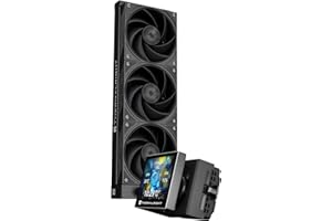 TR Stream Vision 360 Nero Aio CPU Cooler,Radiatore da 360 mm,LCD IPS a colori da 3,5 '' con ventola da 60 mm incorporata, Risoluzione 640x480, Testina di raffreddamento magnetica-AM4/AM5-LGA1851/1700