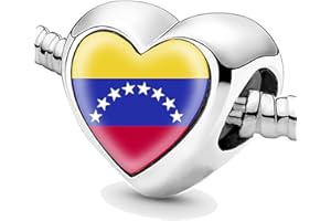 PIROIT Bon4azuré Cuentas para pulseras Bandera de Venezuela Colgantes de Plata para Mujeres Encanto Perlas Joyas Regalos Ideas para Niñas, No, No