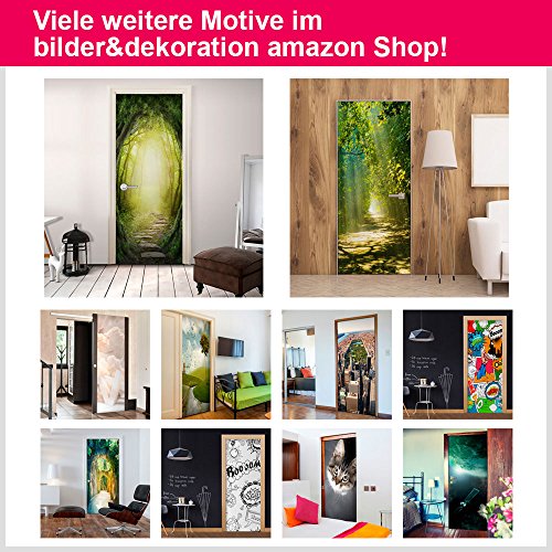 Türtapete XXL 100×210 cm ! Premium Vliesleinwand mit Samt Haptik! Fototapete Tapete Türpanel Türposter Tür Foto Bild Design Natur blau c-B-0221-a-b - 4