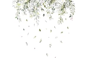 ICELSA Verde Adhesivos Pared Decorativos,30 x 90cmPegatinas de Pared Hojas Verde,Pegatinas de Pared de Plantas Verdes para Dormitorio,Sala,Comedor