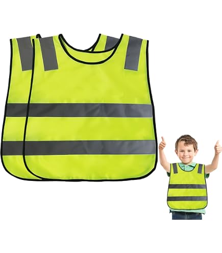 Lot De 5 Gilets De Sécurité Enfants Haute Visibilité - Jaune Fluorescent, Taille 3-12 Ans - Pour école, Vélo, Sorties