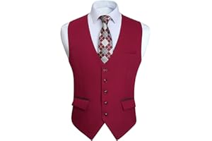 HISDERN Gilet da Uomo Formale Elegante Casual Gilet da Abito in Cotone per Nozze Festa Attività Panciotto Uomo Vest