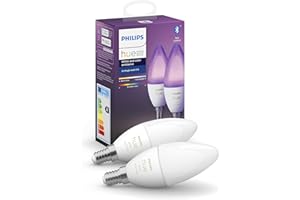 Philips Hue White And Color Ambiance Lampadine LED, Attacco E14, 6.5 W, Bianco, 2 Pezzi