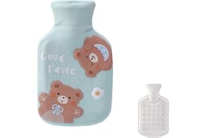 Tcdwla Bolsa Agua Caliente,Bolsa de Agua Caliente,Bolsas Agua Caliente,Hot Water Bottle with Cover para Compresas Frías y Calientes,Calentadores de Manos y Pies,Alivia el Dolor Muscular (Verde)