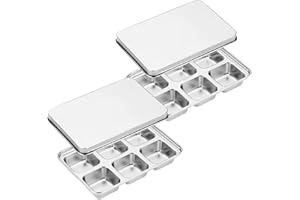 UENNM 2PCS Cubitera de hielo, recipiente para cubitos de hielo, piedras de whisky, recipiente para cubitos de hielo de acero inoxidable con tapa, moldes para cócteles, congelador, whisky