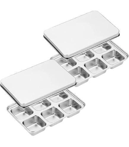 Vassoio Per Cubetti Di Ghiaccio In Acciaio Inox 18 Scomparti - Con Scomparti Rimovibili E Maniglia - Antiaderente, Per Cocktail E Whisky