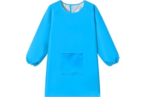 WULIQIUQIU Kids Art Smock, Waterproof Artist Painting Apron Smocks for Children Full Coverage Long Sleeve Smock with Pocket