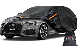 Telo Copriauto da Esterno, Kayme Copertura per Station Wagon Impermeabile, Compatibile Con Audi A4 Avant, BMW serie 3 Touring, Mercedes Classe C SW, Fiat Tipo SW Etc, (Wagon da 450 a 485cm) Nero