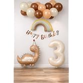 3 Year Old Retro Dinosaur Concept Birthday Set