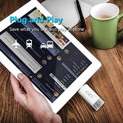 Kartenleser mit Karte 32GB TF, Memoria de cifrado de Touch ID Expandir Adaptador USB 3.0 y Micro USB y conector de relámpago Almacenamiento externo 3 en 1 para iPad iPod MacBook Laptop IOS Dispositivo Blanco (Kartenleser mit Karte 32GB TF) - 6