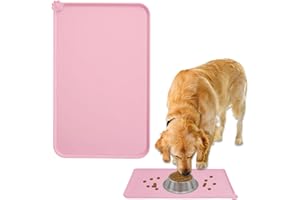 ATBUSS 1 różowa mata do karmienia zwierząt domowych (48 cm x 30 cm), silikonowa mata do karmienia dla kotów i psów, taca na miskę dla zwierząt domowych