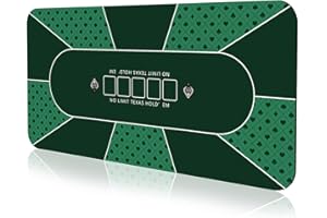 YUZPKRSI Pokermatte, 178,8 x 89,9 cm, für 8 Spieler Texas Hold'em Poker Gummimatte, Poker-Topper für Tische, zusammenklappbar, tragbar, mit Tragetasche für Pokerspiele, Blackjack, Casino