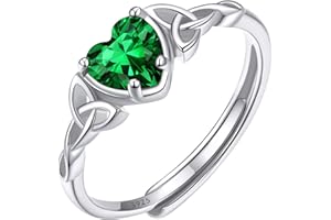 ChicSilver Ring 925 Silber Damen Verstellbar Ring mit Zirkonia Silberring Damen Herz Geburtsstein Ring mit Keltischer Knot Eheringe Verlobungsring Engagement Ringe Schmuck für Geburtstag Valentinstag
