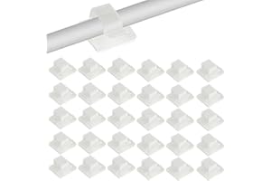 BBTCXJS Lot de 100 clips adhésifs pour câbles - Clips de gestion de câbles plats - Clips de câble adhésifs - Blanc transparent - Clips de rangement de câbles pour voiture, bureau, lumières extérieures