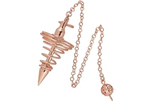 KYEYGWO Radiästhesie Pendel mit Ketten, Esoterik Pendels in Spiralform Orakel Metall-Pendel Spiral Kegel Schmuck für Divination Meditation Scrying Balance Reiki Heilung, Rosen Gold
