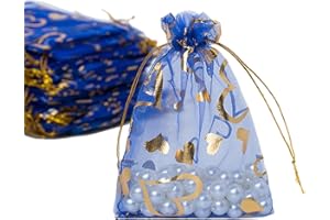FAVORTALK Organza Bags Jewellery Pouches Wedding Favour Bags also used for Gifts on Christmas and other Celebrations (30Pcs -9x12 cm/ 3.5 x 4.7 inches,Blue)