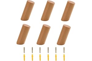 PROVO 6 Stück Holz Garderobenhaken Natürliche Wandmontage, massive Kleiderbügel für Eingang, Garderobenhaken zum Aufhängen von Kleidung, Hut, Schals im Schlafzimmer, Wohnzimmer, Flur Dekoration
