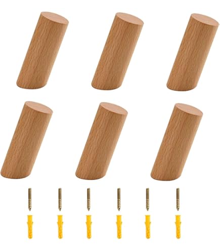 Appendiabiti A Parete In Legno Di Noce - 4 Pezzi, Moderni E Naturali, Per Camera, Cucina, Ingresso - Foto 10